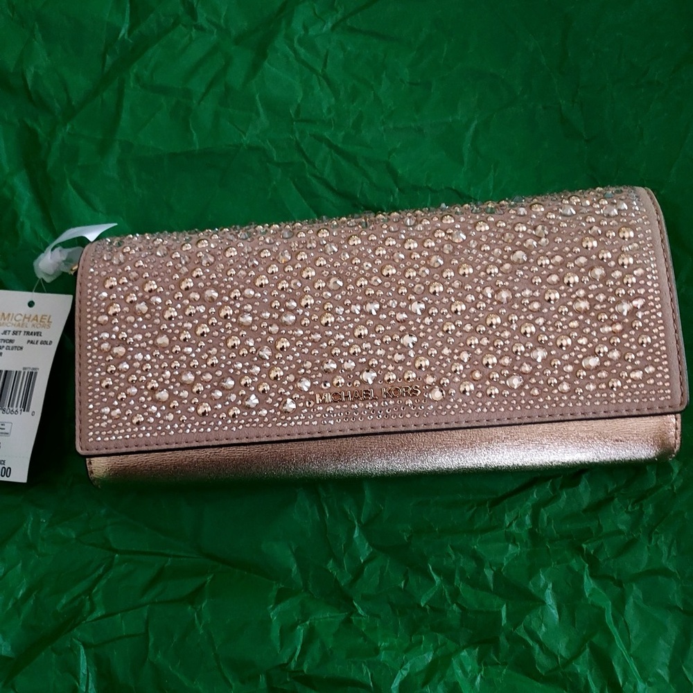 Jet Set Medium Metallic Leather Clutch